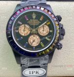 IPK Factory Rolex Daytona Blaken DLC Coated White Black Dial Watch Swiss 7750 Movement